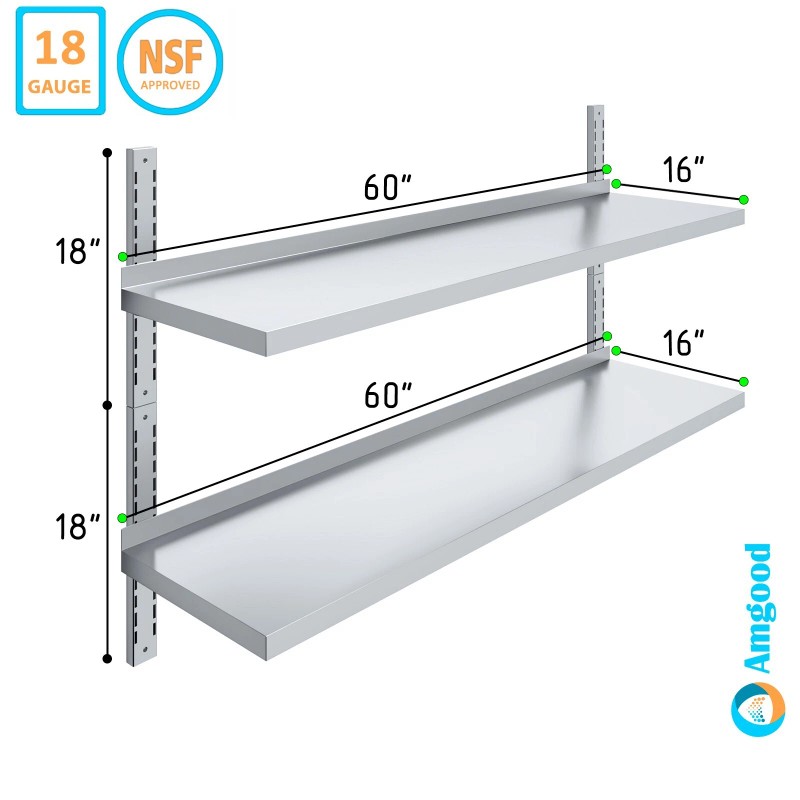 AmGood 16 in. x 60 in. Two-Tier Metal Wall Mount