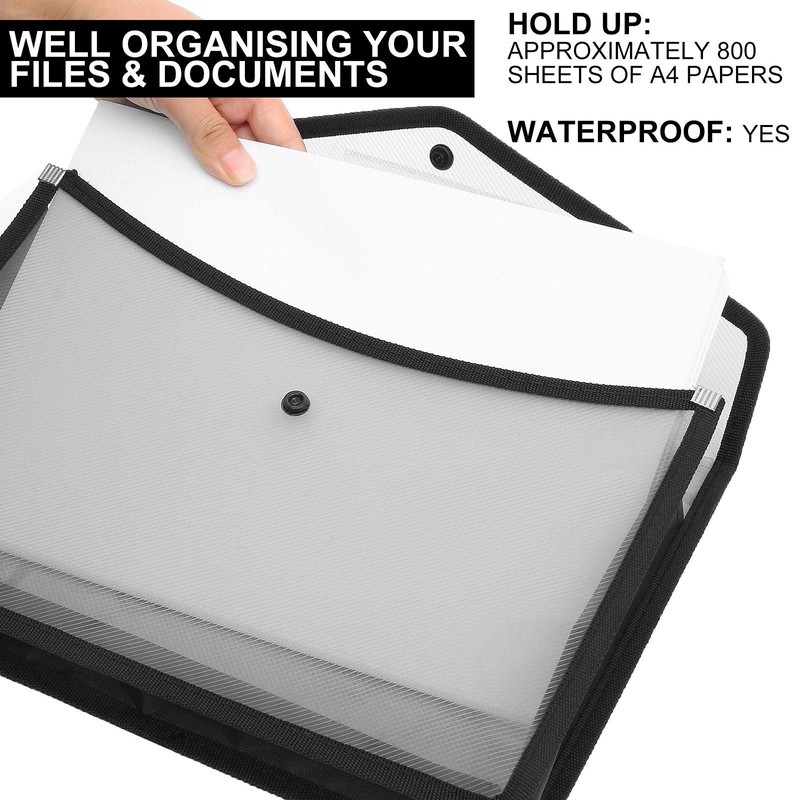 SENENQU 6 Pack A4 Black Plastic Document Folder Waterproof Wallet