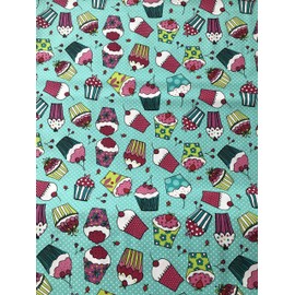 100% Cotton Fabric Sold by The Yard 1 Yard = 36 in. Length Cupcakes & Cherries on Polka Dots