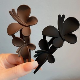 Haarspangen mit gebogenem Design, matt, flache Haarklammern für Damen und Mädchen, gebogene flache Haarspangen für dickes und dünnes Haar, Haarschmuck für Damen und Mädchen, Schwarz und Braun, 4 Stück