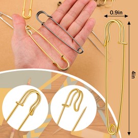 Jutom 20 Pcs Large Safety Pins Heavy Duty 4 Inch Jumbo Safety Pins for Clothes, Skirts, Kilts, Sewing, Quilting, Blankets, Upholstery, Leather, Canvas, Crafts