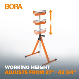 BORA Portamate PM-5090 Adjustable Pedestal Feed Roller Support with 11-1/4" Ball Bearing Steel Roller