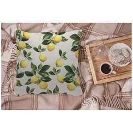 WONDERTIFY Lemons Cushion Cover Yellow Lemon Green Leaves Citrus Decorative Throw Pillow Covers For Couch, Bed Sofa Pillows Case 45X45 Cm