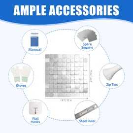 24 Pcs Silver Shimmer Wall Backdrop Panels for Party Decoration,4 FT x 6 FT Silver Sequin Backdrop for Birthday Graduation Anniversary Engagement