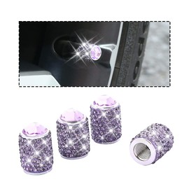 zipelo Bling Valve Stem Caps, 4 Pack Crystal Rhinestone Car Tire Valve Covers, Dustproof Stem Cap for Auto Wheel, Sparkling Tire Air Valves Cover, Universal for Most Vehicles (Purple)