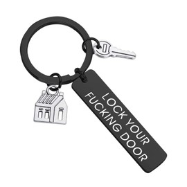 MYOSPARK Lock Your Fucking Door My Favorite Murder Hotel Keychain SSDGM True Crime Gift Housewarming Gift For Friends (Lock Your Fucking Door Black)