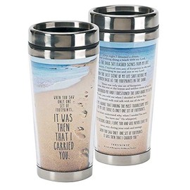 Footprints in the Sand Poem 16 Oz. Stainless Steel Insulated Travel Mug with Lid