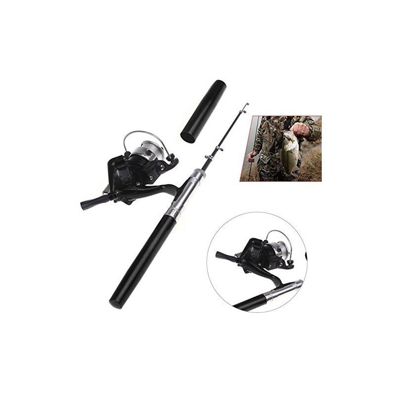 Qingeer Mini Aluminum Pocket Fishing Rod Pole + Reel
