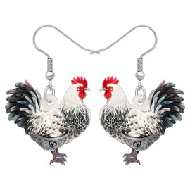 RAIDIN Acrylic Cute Hen Rooster Chicken Farm Animal Earrings for Women Hypoallergenic Dangle Hook Earrings Jewelry Gifts for Chicken Lovers Party Decorations (Lace)