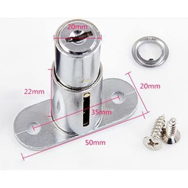 Sliding Door Lock, Furniture Lock, Cabinet Lock, Cylinder Furniture Lock, Push Lock for Drawer, with Key Set for Filing Cabinets, Cabinet Doors, Showcases, Drawers and Cabinets Accessories (Silver)