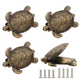 AOAOYING Hidden Drawer Pulls Cabinet Furniture Knobs Tortoise Ocean Theme Home Decor Drawer Handles with Screws for Dresser Drawers Cupboard Wardrobe Cabinet Kitchen Knobs (Bronze 4 Pack)