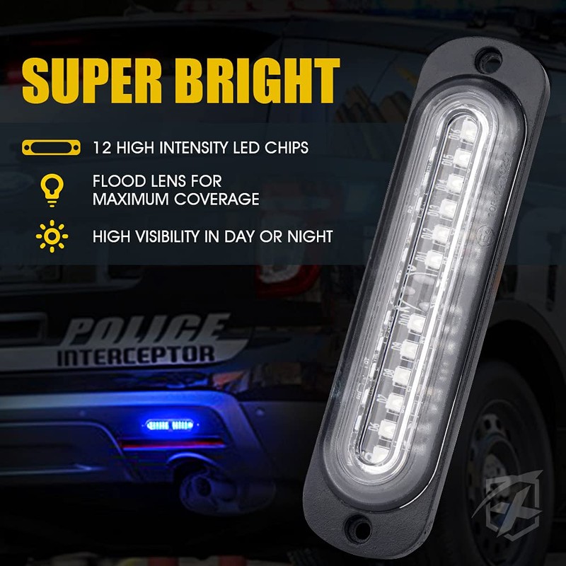 Xprite Blue LED Emergency Strobe Lights Kit for Vehicles -