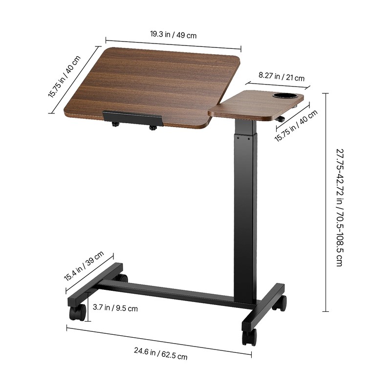 Adjustable Overbed Laptop Table – Rolling Bedside Desk with Casters