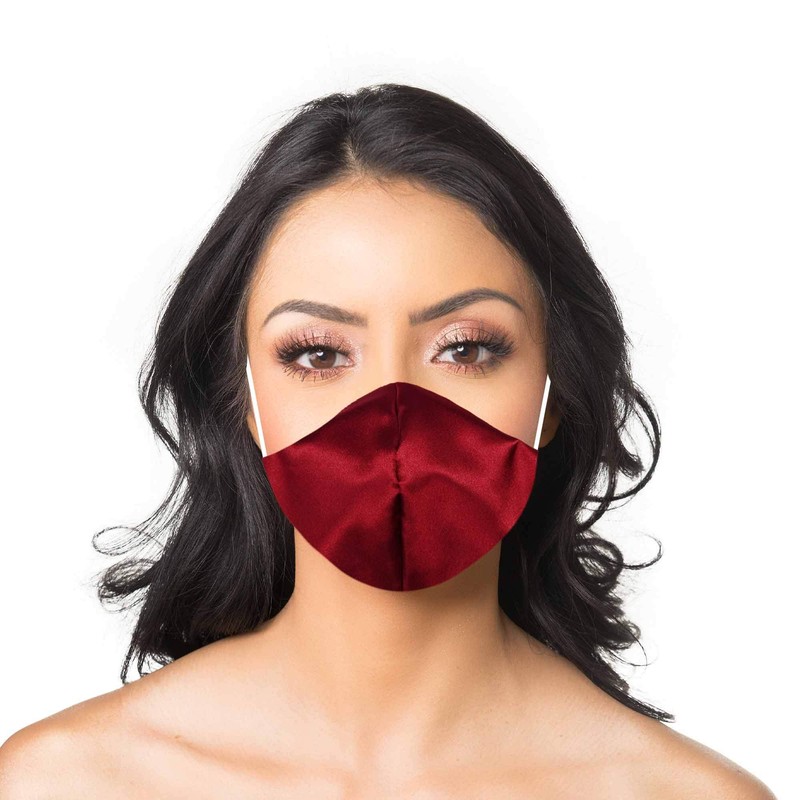 DALIX Exclusive Charmeuse Satin 3 Layer Face Mask in Red
