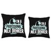 Funny Professional Milk Drinker Milk Splash Farmers Throw Pillow