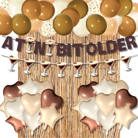 Gejoy 51 Pcs Espresso Martini Birthday Party Decorations Glittery a Tini Bit Older Banner Garland Fringe Curtains Foil Balloons for Martini Party Decorations Bachelorette Bridal Shower Supplies