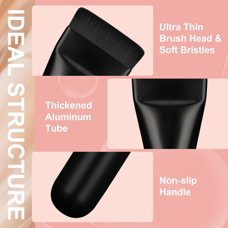 Flat Foundation Brush for Liquid Makeup,14CM Premium Fast Flawless Flat