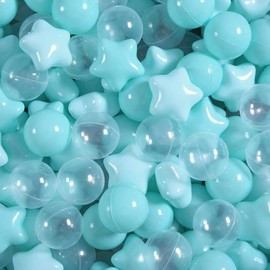 Realhaha Ball Pit Balls 100 PCS, Star Shapes for Babies Kids Playpen Plastic Balls for Babies Ball Pool Puppy Playballs, Green Clear