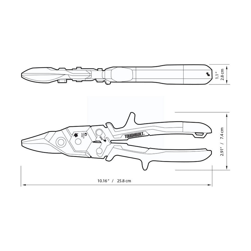 ToughBuilt - Right Cut Aviation Snips - One Handed Lock