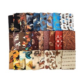 10 Fat Quarters - Assorted Western Cowboys Old West Out West Horses Rodeo Horse Lasso Boots Horseshoes Classic Quality Quilters Cotton Fabric Bundle M221.11