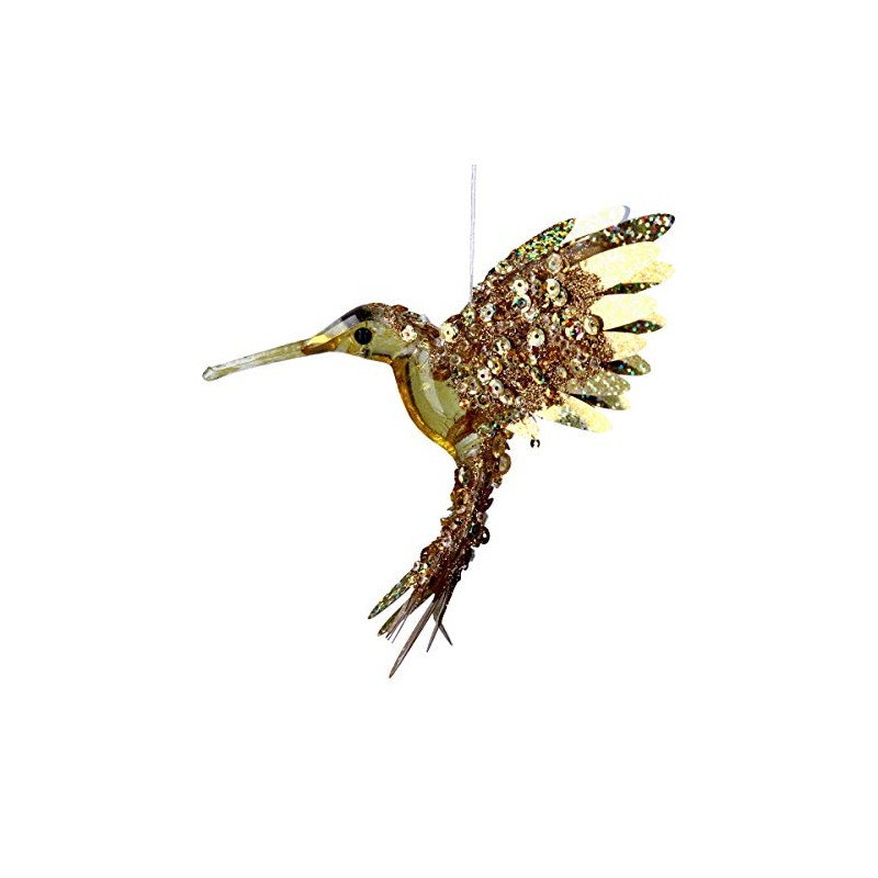 Gisela Graham Gold Sparkle & Bead Hummingbird Christmas Tree Hanging
