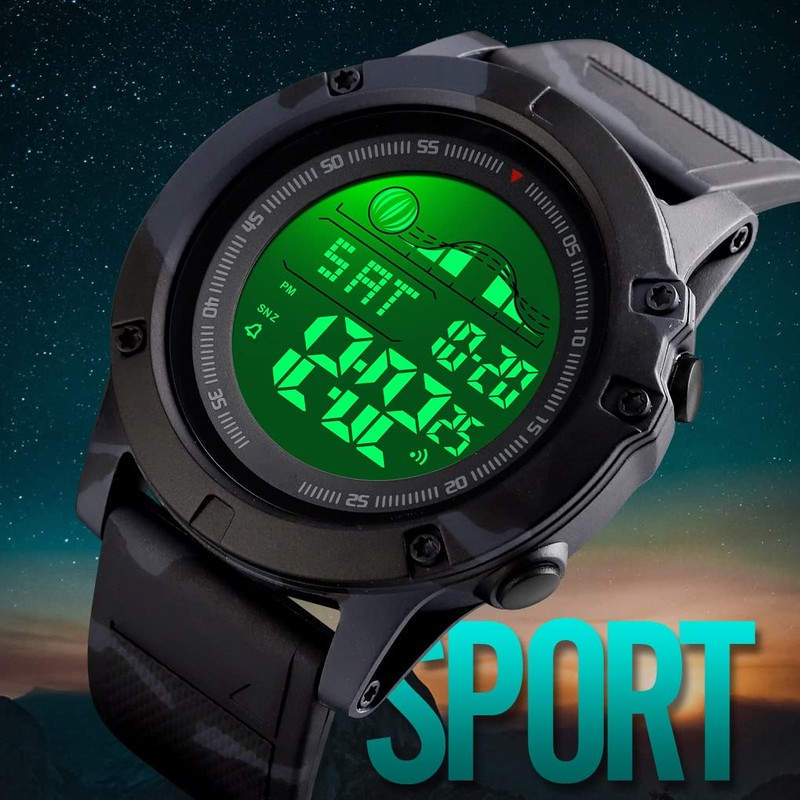 TONSHEN Men's Outdoor Sports Digital 50 m Waterproof Watches LED