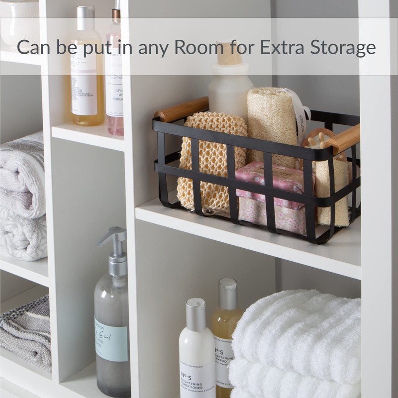 Simplify Cesta de Almacenamiento de Metal Negro con Asas de