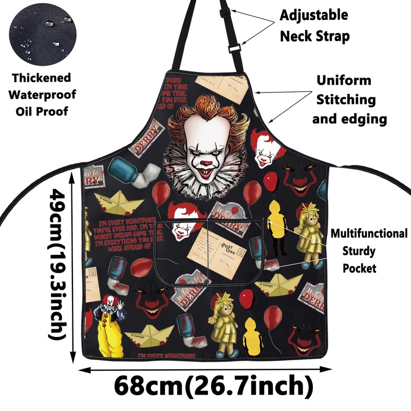 WZMPA Horror Clown Cooking Apron Horror Clown Lover Gift Welcome