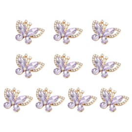 PATIKIL 10 Pcs Butterfly Rhinestone, Crystal Butterflies for Crafts Flatback Charms Rhinestone Embellishments for Clothing Jewelry Making Women DIY Decoration, Light Purple
