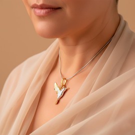 TAMI Collar de Colibrí para Mujer en Plata 925 - Dije de Plata para Mujer - Joyería para Dama con Oro 24K - Regalos Originales para Mujer