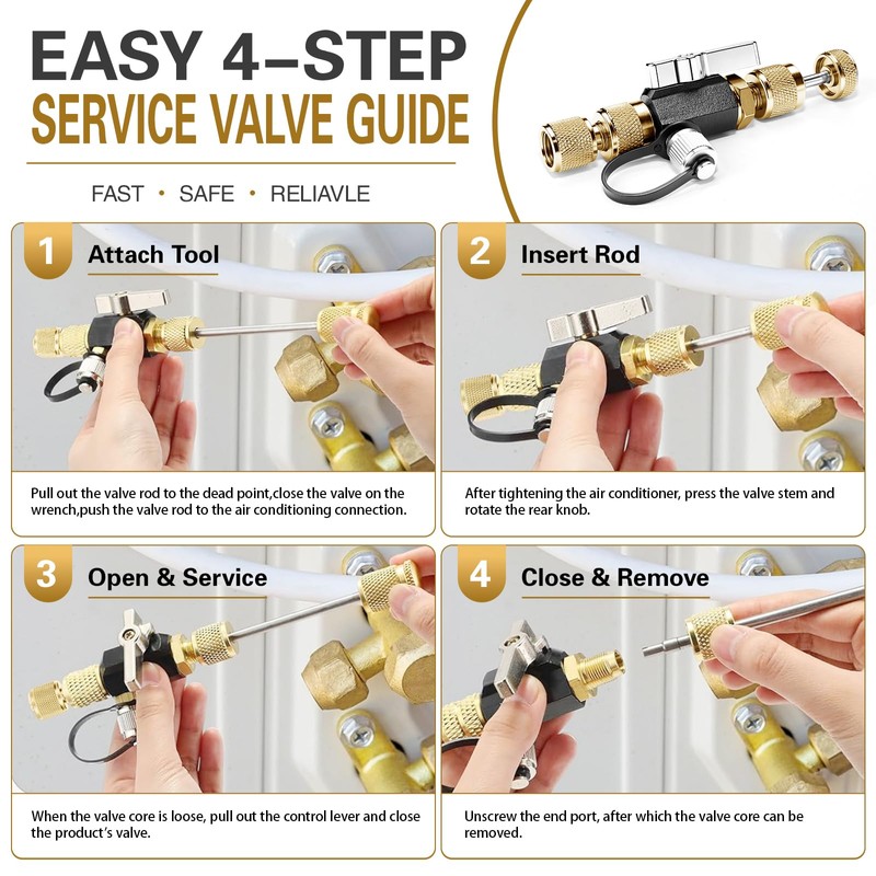 Behonor HVAC Valve Core Removal Tool,Valve Core Remover Installer Tool,1/4"&