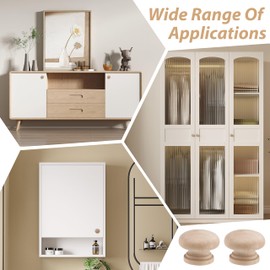 MengH-SHOP Wooden Furniture Knobs, Drawer Knobs, Wooden Knobs, Round Cabinet Knobs with Screw for Cupboard, Drawer, Kitchen, Pack of 20, 24 mm (Natural)