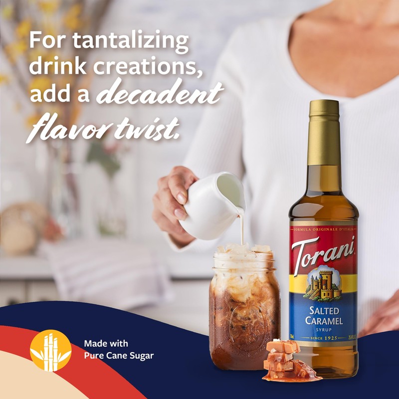 Torani Coffee Syrup, Salted Caramel Flavored Syrup for Drinks, Pump