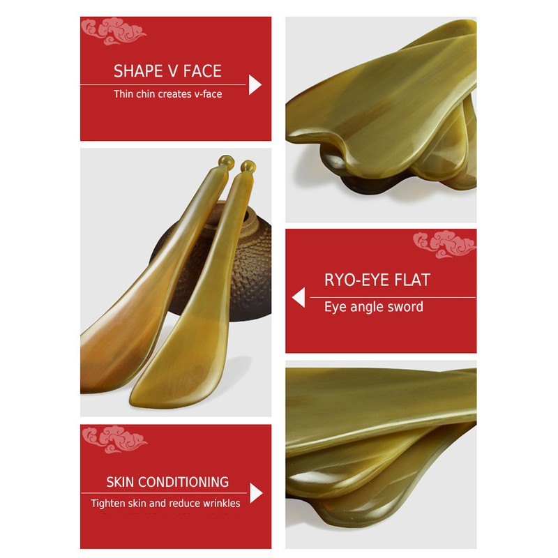 2Pcs Gua Sha Plate Buffalo Horn Guasha Board Massage Scraping