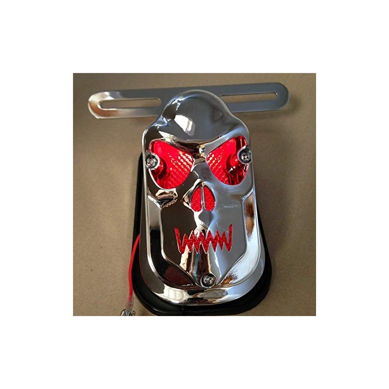 XKMT- Chrome Red Tombstone ABS Plastic Skull Brake Tail Light