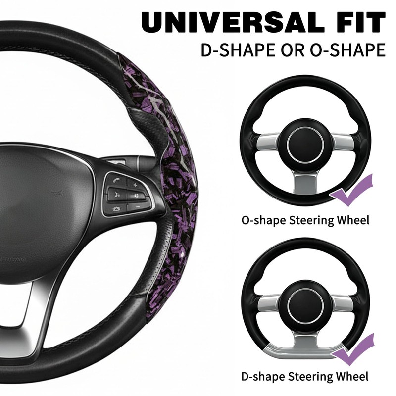 Premium Forged Carbon Fibre Steering Wheel Cover, Universal Fit for