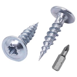 SKIR'CO (Pack of 100) Galvanised Steel 3.5 x 10mm Silver Wood Screws Metal Screws Wafer Head Pozi Self Tapping