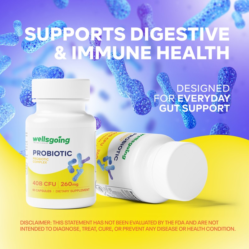 Wellsgoing Probiotic 40 Billion CFU Supplement, 10 Strains Probiotic Complex