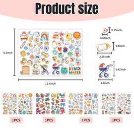 4 Baby Element Stickers, Cute Stickers, Creative Cartoon Stickers, Decorative Stickers, Can Be Used to Decorate Photo Albums, Scrapbooks, Water Bottles, Notebooks