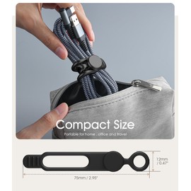 20Pcs Nearockle Silicone Cable Ties 3Inch Cord Organizer, Reusable Small Zip Ties Cable Organizer for Charging Cords Earphone Computer Wire, Office Desk Cable Management Travel Accessories(Black)