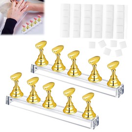 2 Sets Nail Stand Display, Magnetic Nail Tips Stand, Nail Stands for Painting Nails, Acrylic Nail Display Stand, with 30 Pcs Reusable Sticky Putty, for False Nail Manicure Tool