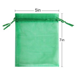 Lautechco 100Pcs Organza Bags 5x7 inches Green Organza Gift Bags Small Mesh Bags Drawstring Gift Bags Christmas Drawstring Organza Gift Bags (5x7 inches Green)
