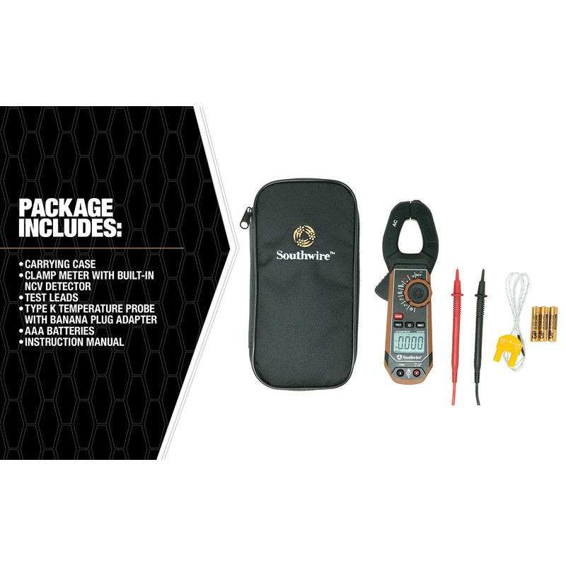 Southwire 21510N clamp meter, third-hand test probe holder, 400A AC