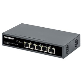 Intellinet PoE Powered 5 Port Gigabit Switch with PoE Passthrough - 65 W Power Budget, 95W Input – for Powering up to 4 PoE Devices via Cat5e/Cat6 Cables, IEEE 802.3bt/at/af, Autosensing - 561808