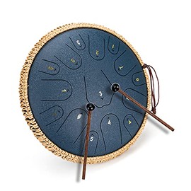 BURNING&LIN Steel Tongue Drum 15 Notes 14 Inches Tongue Drum(Dark Blue)