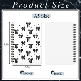 Resurhang 4 Pack Coquette Preppy Bow Notebook,A5 Aesthetic Spiral Notebook Journals for Women,Cute Bowknot Preppy School Supplies,College Ruled(Black,Bow Style)