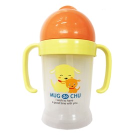 ピップベビー ストローカップ 本体 マグでチュー こぼれにくいクロスカットストロー オレンジ 専用ストローブラシ付 8ヶ月頃から対象