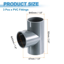 sourcing map 1-1/4" PVC Tee, 3 Pcs 3 Way Elbow Connector Furniture Grade PVC Tee Elbow Pipe Fitting Adapter Corner Fitting for Water Supplies Build Furniture Shelves Tents, Grey