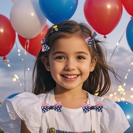 2PC Red White and Blue Canvas Hair Clips, USA Theme for 4th of July Women Outfit Accessories
