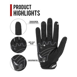 IRON JIA'S Motorcycle Gloves for Men and Women - Motorbike Powersports Racing Gloves with Hard Knuckle Touchscreen for BMX ATV MTB Riding (Black M)